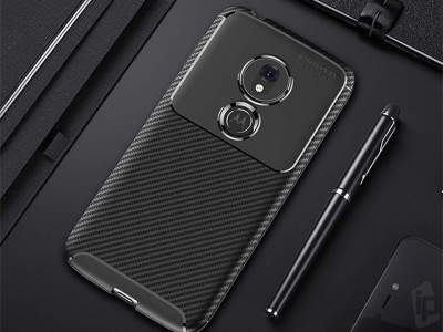 Carbon Fiber Black (ierny) - Ochrann kryt (obal) pre Moto G7 Play