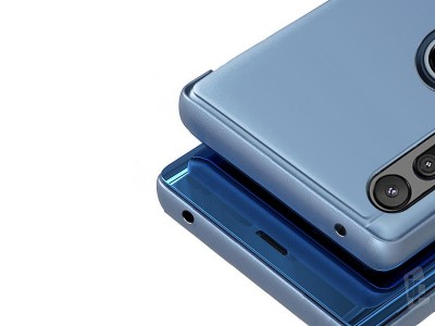 Mirror Standing Cover (modr) - Zrkadlov puzdro pre Motorola G8 Power Lite **AKCIA!!