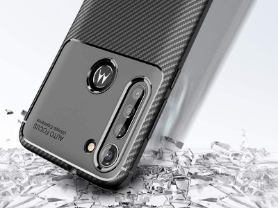 Carbon Fiber Black (ern) - Ochrann kryt (obal) pro Moto G8 Power