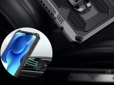 Technical Armor Defender (ierny) - Odoln ochrann kryt s klipom na opasok na Motorola E6S 2020