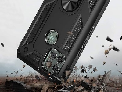 Set odoln� obal Fusion Ring Armor (�erven�) + ochrann� sklo (�ierne) na displej na Moto G9 Power