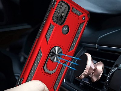 Set Odoln� kryt Fusion Ring Armor (�ierny) + ochrann� sklo na Motorola G10 / G10 Power / G20 / G30