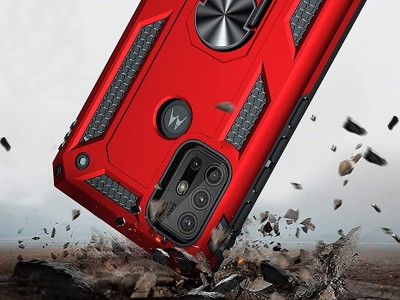 Set Odoln� kryt Fusion Ring Armor (�ierny) + ochrann� sklo na Motorola G10 / G10 Power / G20 / G30