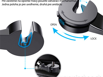 Magnetic Car Seat Holder - Univerz�lny magnetick� dr�iak na opierku hlavy pre smartf�n (�ierny)