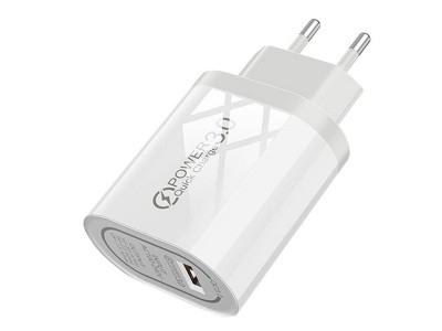 Nabjac adaptr (18W) s 1x USB port a rchlym nabjanm Quick Charge 3.0 (biela)