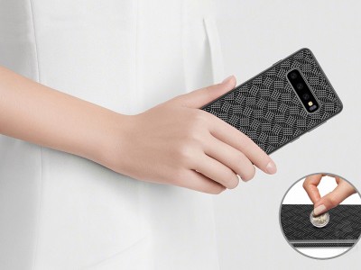 Nillkin Carbon Synthetic Fiber Plaid Case (ierny) - Ochrann kryt (obal) pre Samsung Galaxy S10 Plus