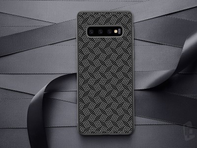 Nillkin Carbon Synthetic Fiber Plaid Case (ierny) - Ochrann kryt (obal) pre Samsung Galaxy S10 Plus