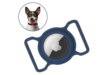 Obojok pre psa/maku so siliknovm obalom pre Apple AirTag (modr)