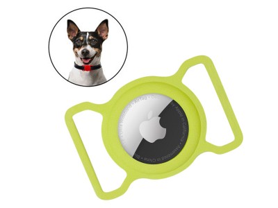 Obojok pre psa/maku so siliknovm obalom pre Apple AirTag (zelen)