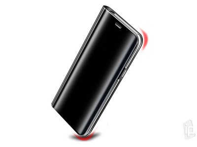 Mirror Standing Cover (ierne) - Zrkadlov puzdro pre OnePlus 8 Pro