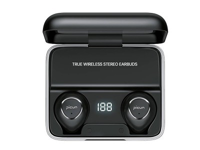 Picun W13 Wireless Earphones  Mini bezdrtov slchadl s nabjacm puzdrom (ierne)