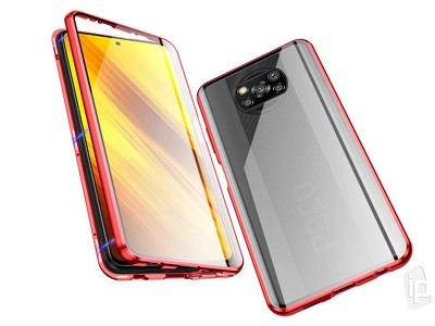 Magnetic Shield 360 Red (erven) - Magnetick kryt s obojstrannm sklom na Xiaomi Poco X3 NFC / X3 Pro