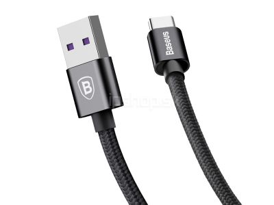 BASEUS Quick Charge Halo Data Cable 5A - textiln nabjec kabel USB-C s funkciou rchleho nabjania (1m)