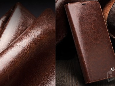 QIALINO Classic Leather Wallet Book (ierne) - Luxusn koen puzdro pre Apple iPhone 11