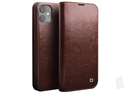 QIALINO Classic Leather Wallet Book (hned) - Luxusn koen puzdro pre Apple iPhone 11