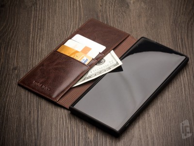 QIALINO Classic Leather Wallet Book (ierne) - Luxusn koen puzdro pre Samsung Galaxy Note 10 **VPREDAJ!!