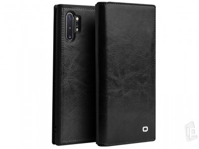 QIALINO Classic Leather Wallet Book (ern) - Luxusn koen pouzdro pro Samsung Galaxy Note 10 Plus