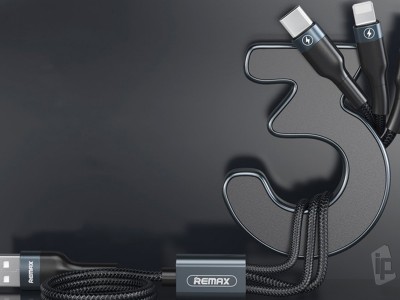 Remax 3v1 nabjec a synchronizan kabel (2.4A)  USB  USB-C  Micro USB  Lightning (120cm)