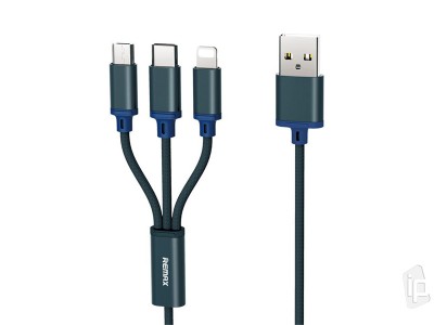 Remax Gition 3v1  Nabjac a synchronizan kbel USB/USB-C/MicroUSB/Lightning 2.8A (115cm)