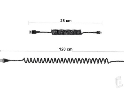 Remax Super Series Spring Cable (ern) - Textiln napnac kabel USB-C (typ C)