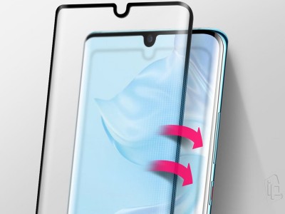 Ringke 3D Full Glue Tempered Glass (ierne) - Tvrden sklo na cel displej pre Huawei P30 Pro