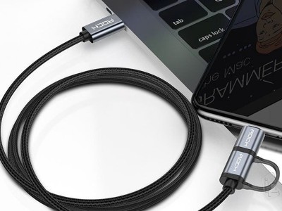 Rock 2v1  Nabjac kabel USB-C/USB-C s adaptrom Lightning (1m)