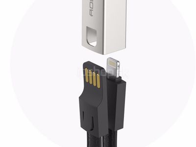 Kenka s Lightning USB nabjacm kblom pre Apple iPhone, iPad Mini a iPad Air - ierna