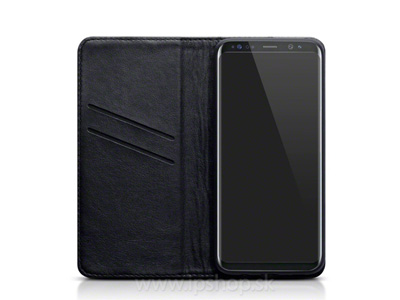 Peaenkov puzdro Slim Wallet z pravej koe na Samsung Galaxy S8 ierne