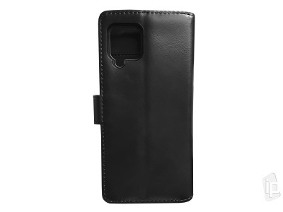 Leather Wallet (ierne) - Peaenkov puzdro z pravej koe pre Samsung Galaxy A42