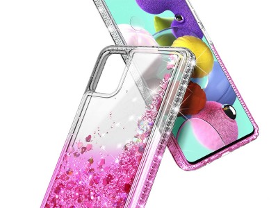 Diamond Liquid Glitter (modr) - Ochrann kryt s tekutmi trblietkami na Samsung Galaxy A02s