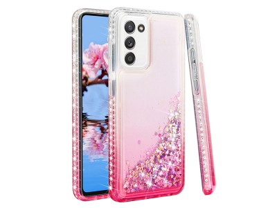 Diamond Liquid Glitter (ružový) - Ochranný kryt s tekutými trblietkami na Samsung Galaxy A02s