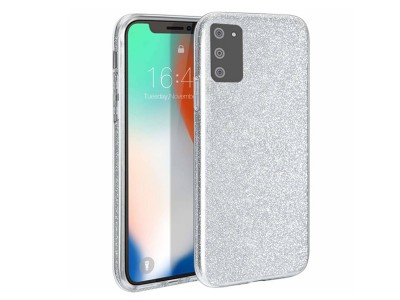 TPU Glitter Case (strieborn) - Ochrann kryt s trblietkami pre Samsung Galaxy A03S