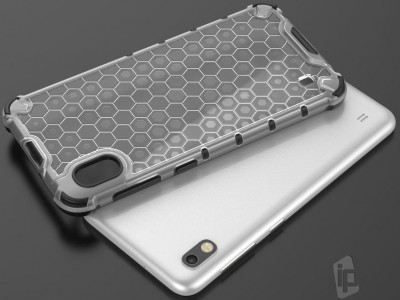 Set obal Honeycomb Hard Shell (priesvitn) + Ochrann sklo na displej pro Samsung Galaxy A10