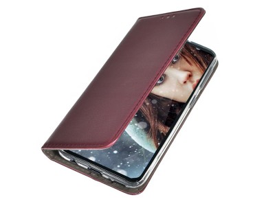 Leather Magnet Book � Ochrann� puzdro pre Samsung Galaxy A12 / A12 5G (bordov�)