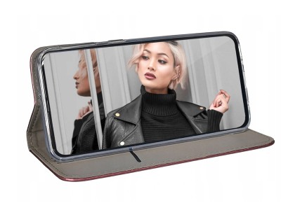Leather Magnet Book � Ochrann� puzdro pre Samsung Galaxy A12 / A12 5G (bordov�)