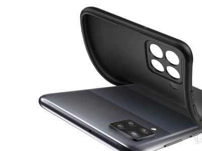 TPU Matte Black (ierny) - Ochrann kryt s ochranou kamery pre Samsung Galaxy A12 / A12 5G