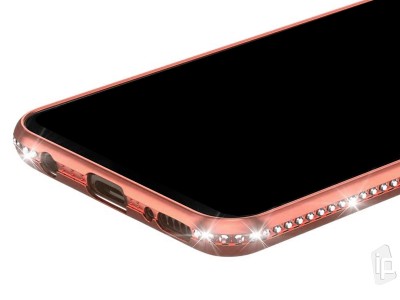 Diamond Glitter Ring (erven) - Ochrann kryt (obal) s driakom na Samsung Galaxy A20e