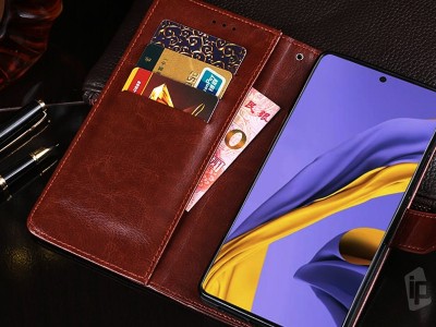 Elegance Stand Wallet Brown (hned) - Peaenkov puzdro na Samsung Galaxy A20e