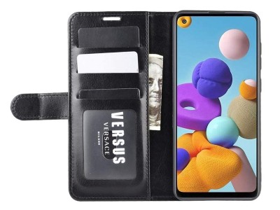 Elegance Stand Wallet Black (čierne) - Peňaženkové puzdro na Samsung Galaxy A20e