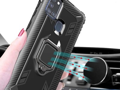 Carbon Ring Armor (�erven�) - Odoln� kryt (obal) na Samsung Galaxy A21S **AKCIA!!