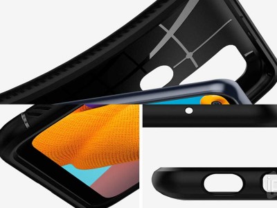 Spigen Rugged Armor (�ierny) - Ochrann� kryt (obal) na Samsung Galaxy A21S