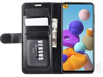 Elegance Stand Wallet Black (ierne) - Peaenkov puzdro na Samsung Galaxy A21S