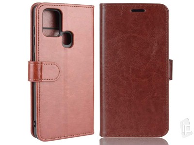 Elegance Stand Wallet Brown (hned) - Peaenkov puzdro na Samsung Galaxy A21S