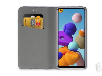 Fiber Stand Folio Navy Blue (modr�) - Flip puzdro na Samsung Galaxy A21S