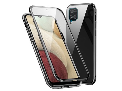 Magnetic Shield 360° Black (čierny) - Magnetický kryt s obojstranným tvrdeným sklom na Samsung Galaxy A22 4G