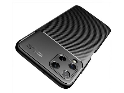 Carbon Fiber Defender Black (ierny) - Ochrann kryt s ochranou kamery na Samsung Galaxy A22 LTE