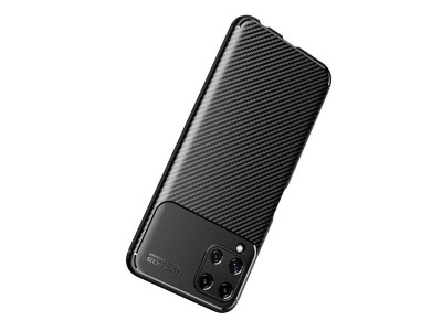 Carbon Fiber Defender Black (ierny) - Ochrann kryt s ochranou kamery na Samsung Galaxy A22 LTE