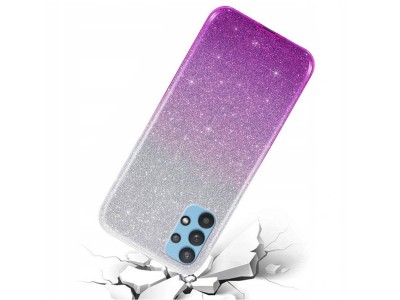 TPU Glitter Case (fialovo-biely) - Ochrann kryt s trblietkami pre Samsung Galaxy A32 5G