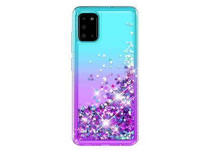 Diamond Liquid Glitter (fialovo-tyrkysov) - Ochrann kryt s tekutmi trblietkami na Samsung Galaxy A41