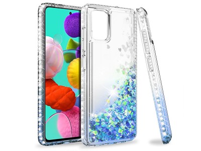Diamond Liquid Glitter (modrý) - Ochranný kryt s tekutými trblietkami na Samsung Galaxy A41